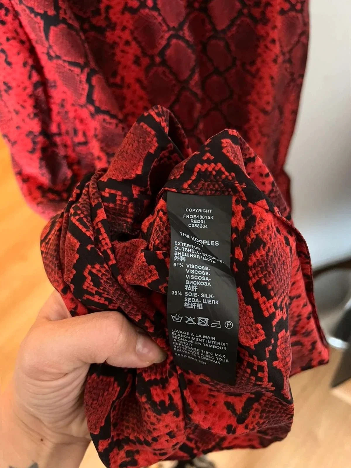 The Kooples red viscose silk midi dress - view 8