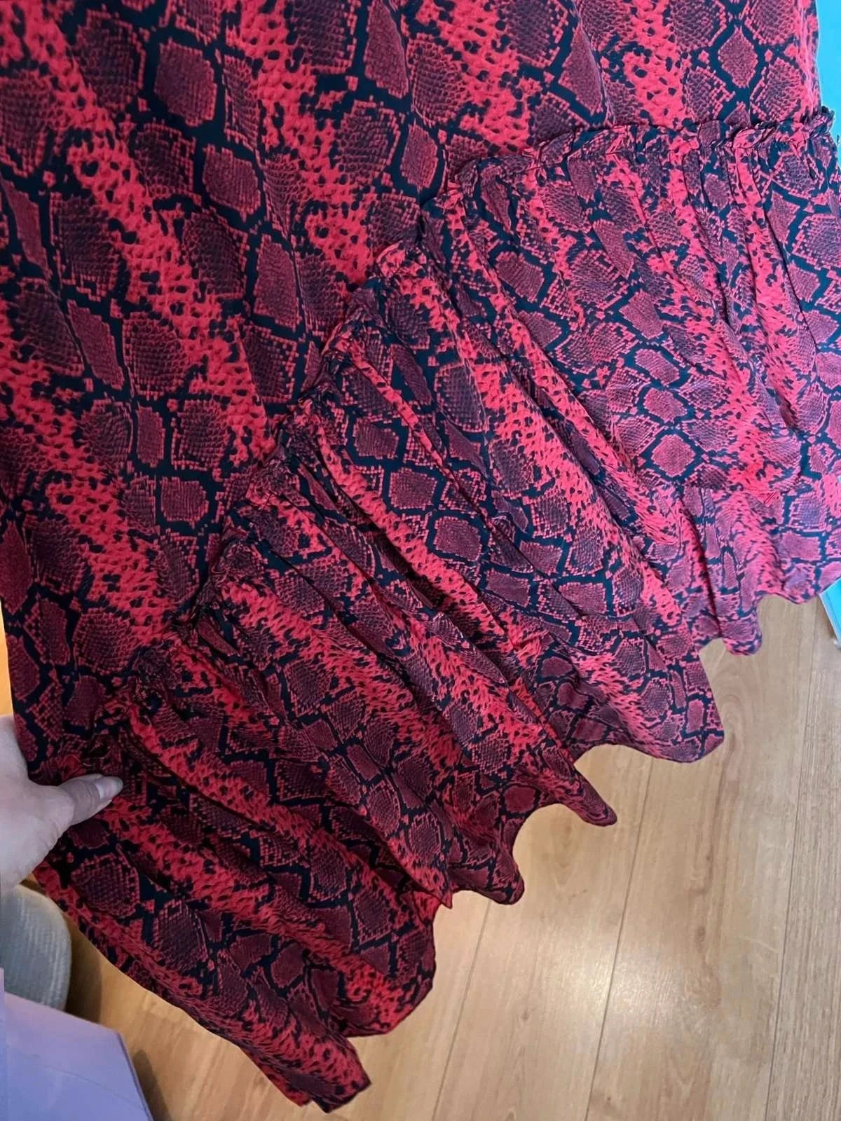 The Kooples red viscose silk midi dress - view 6