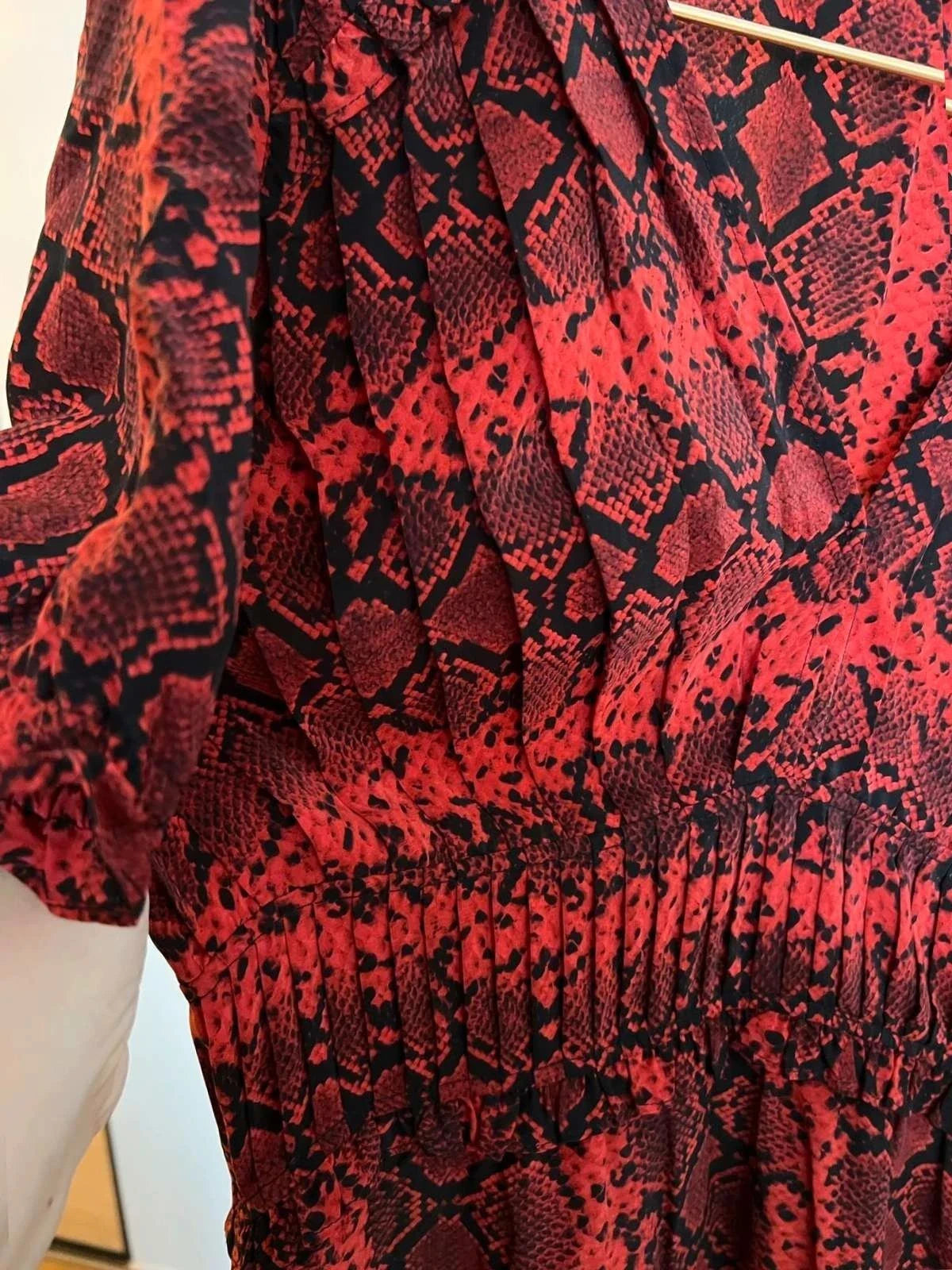 The Kooples red viscose silk midi dress - view 5