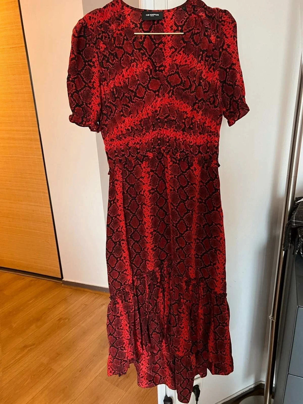 The Kooples red viscose silk midi dress