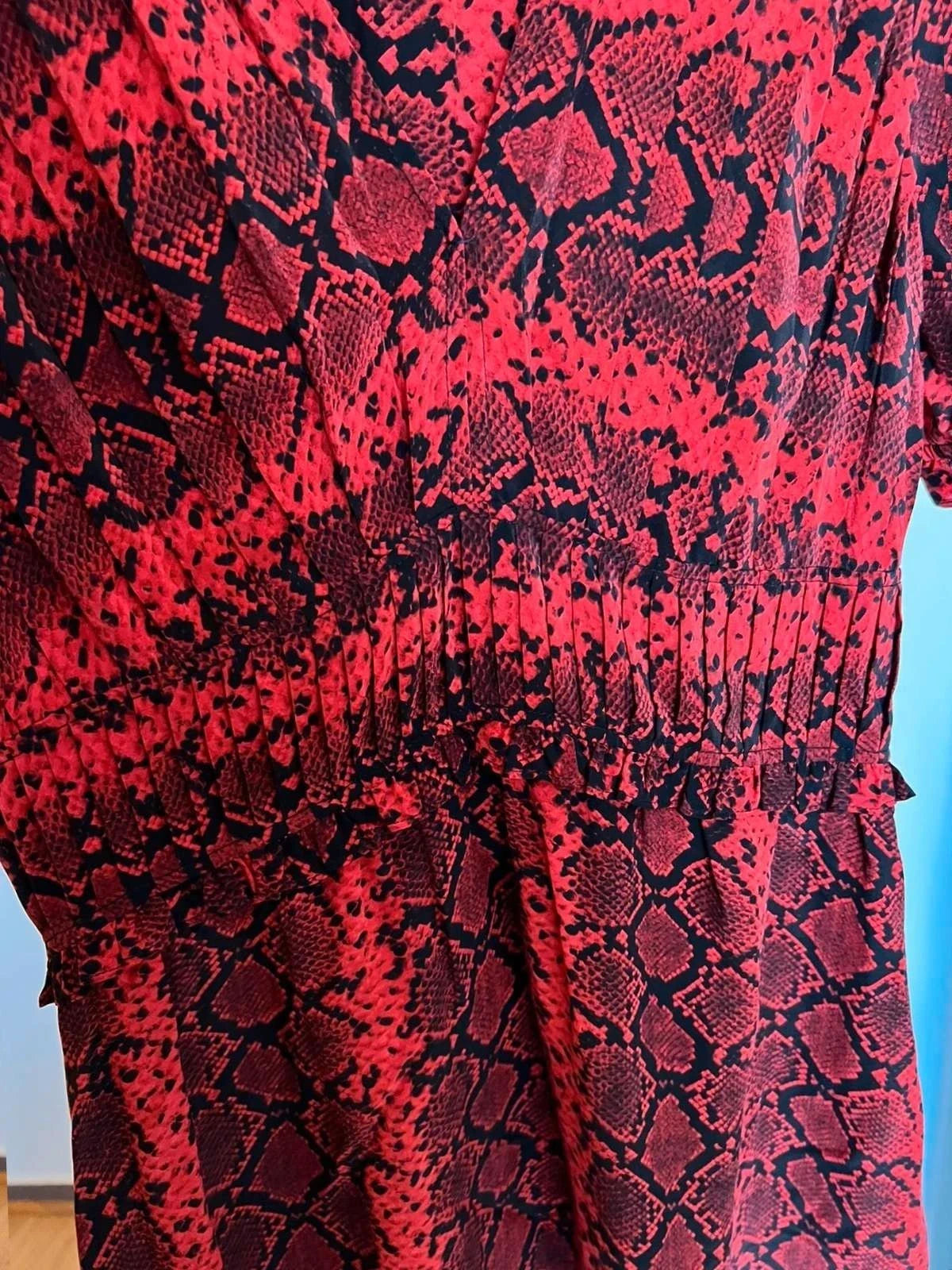 The Kooples red viscose silk midi dress - view 3