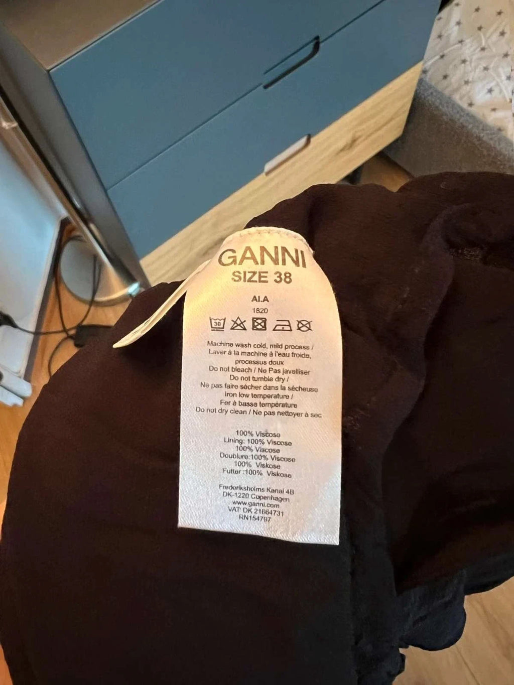 Ganni black floral viscose midi dress - view 9