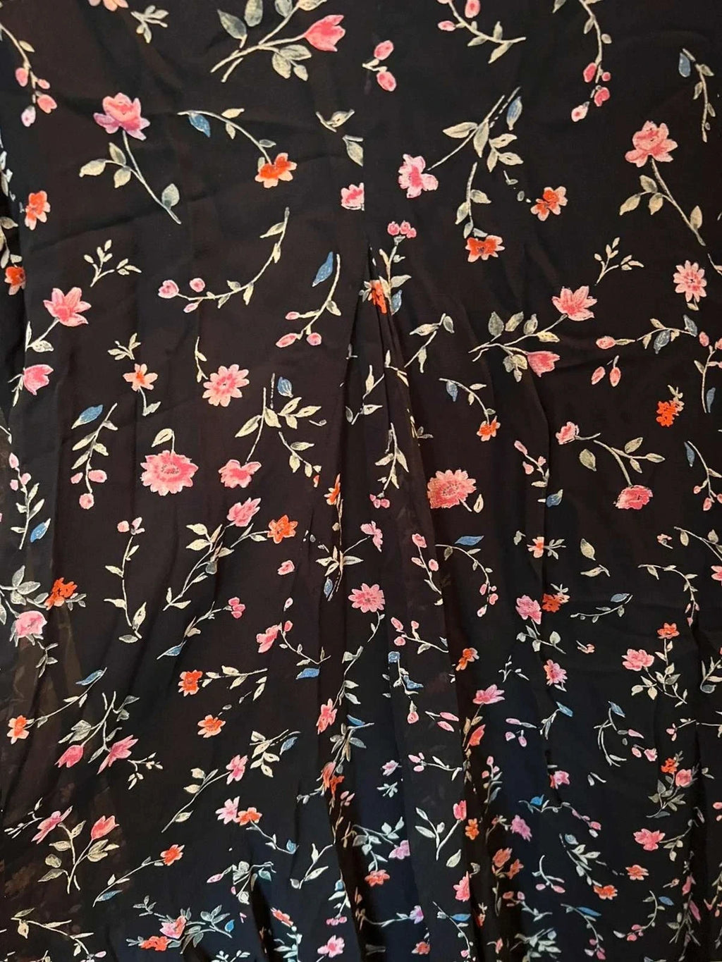 Ganni black floral viscose midi dress - view 4