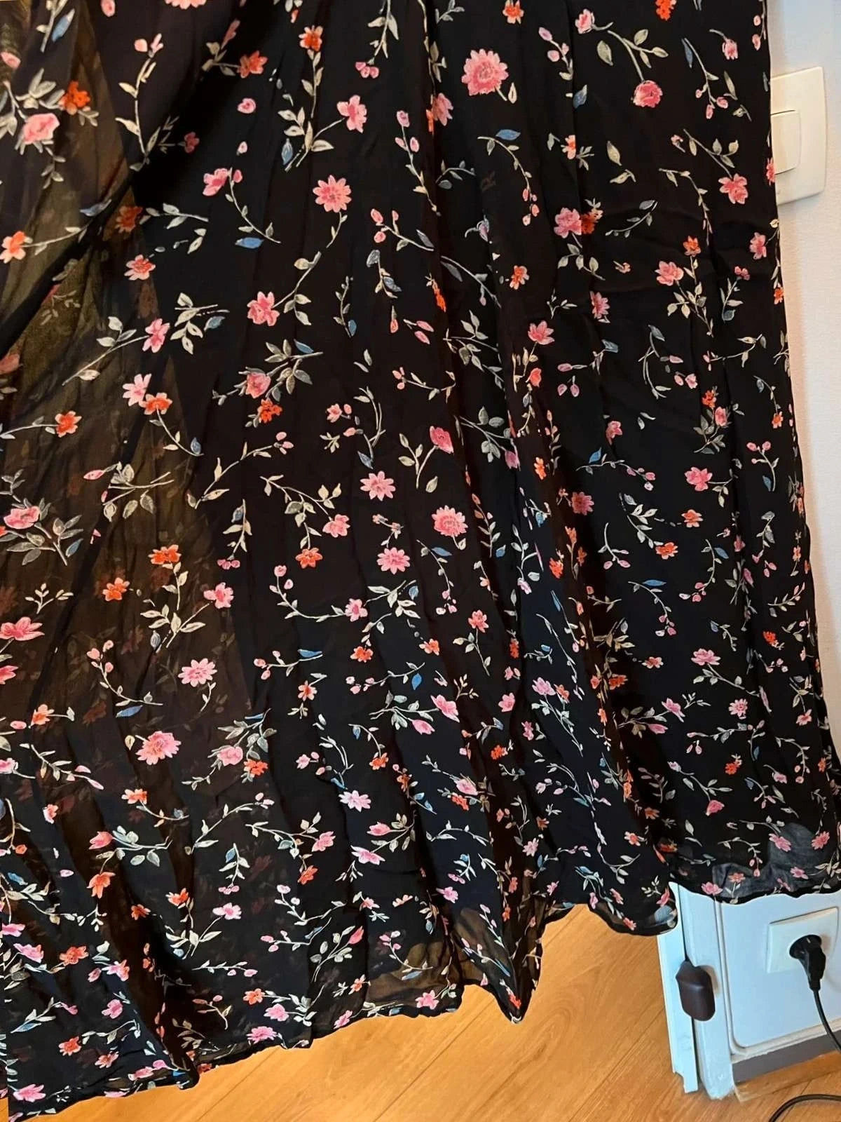 Ganni black floral viscose midi dress - view 5