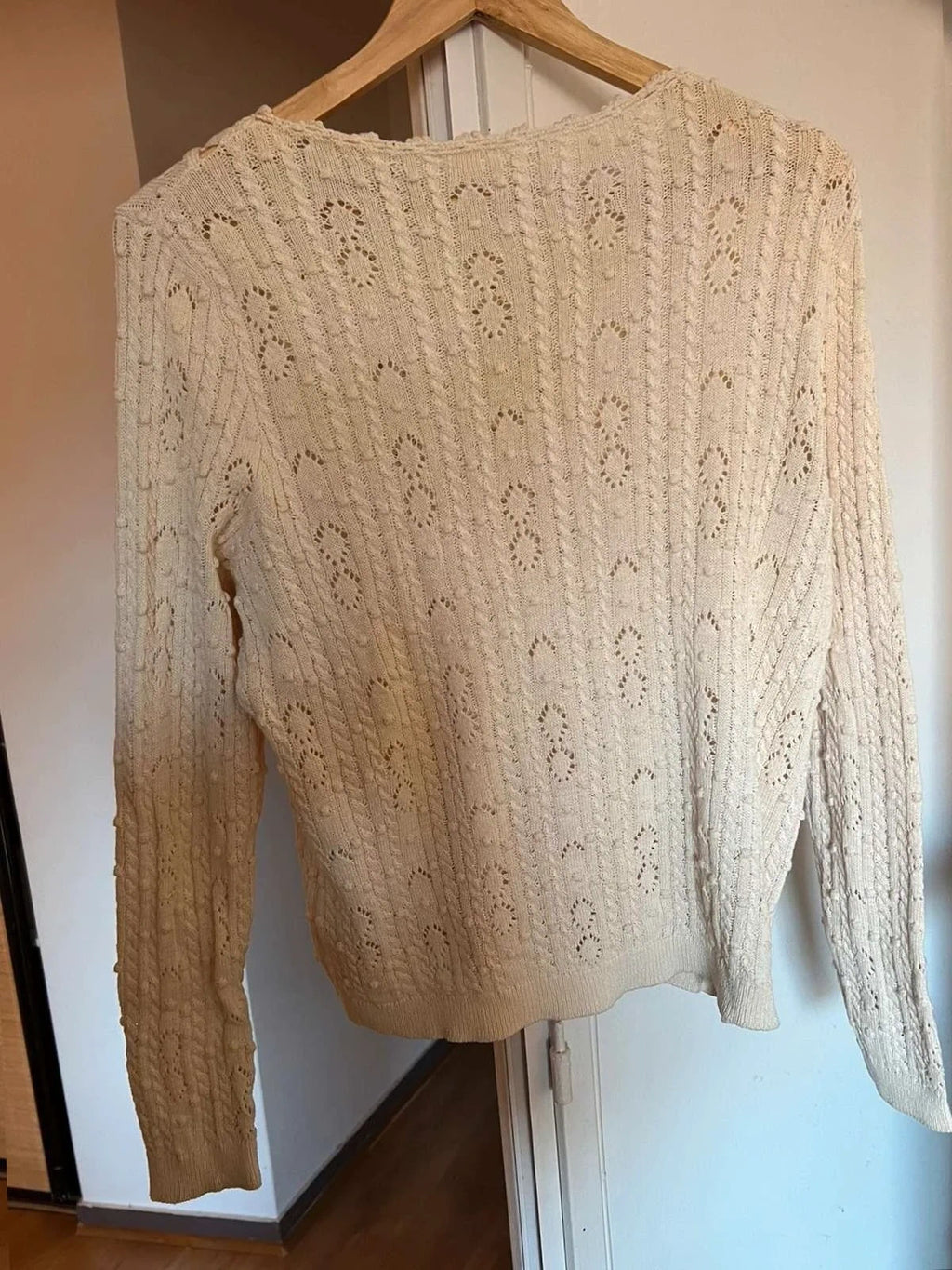 Sézane beige cotton V-neck jumper - view 6