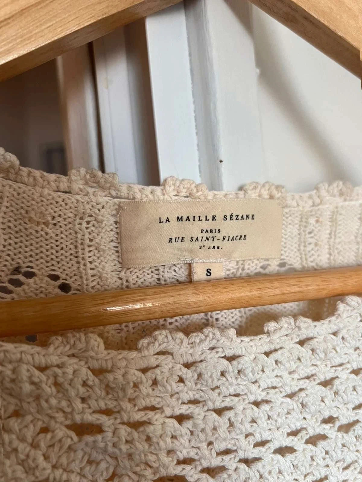 Sézane beige cotton V-neck jumper - view 4