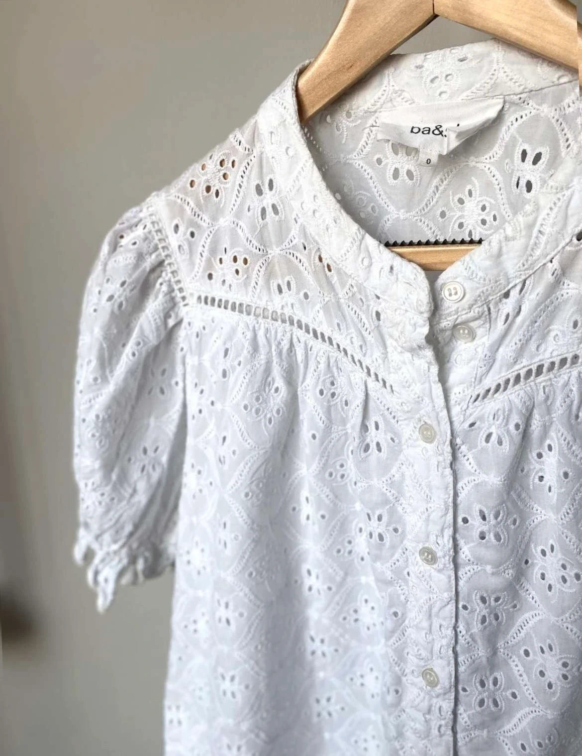 Ba&sh white short sleeve blouse - view 3