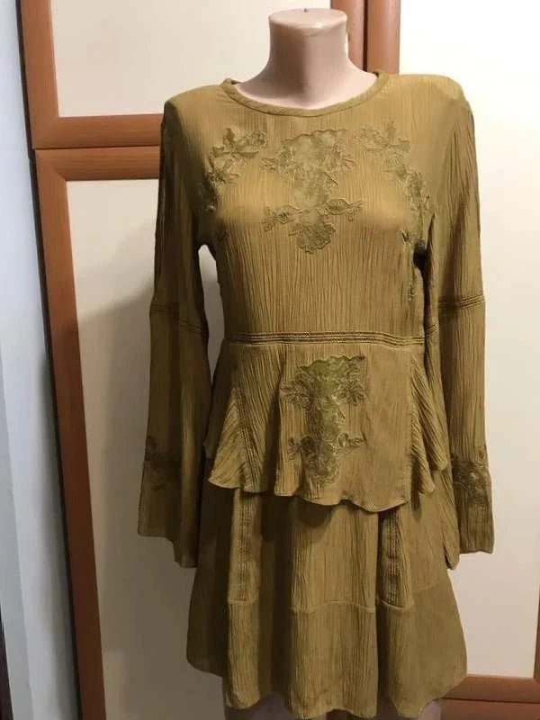 IRO khaki viscose silk mini dress