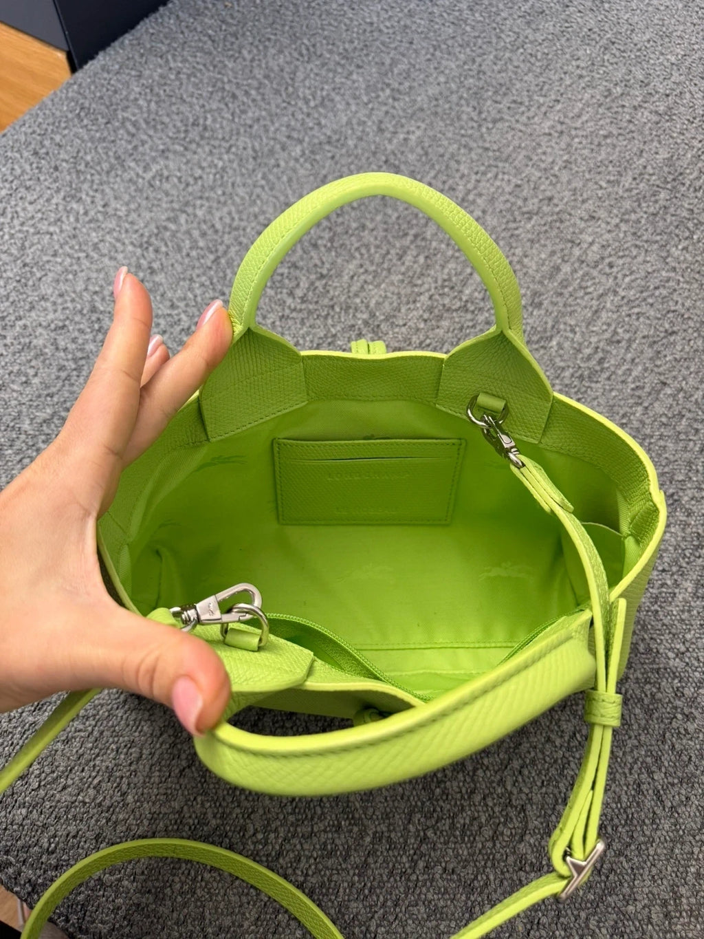 Longchamp Roseau East West light green leather bag - view 11