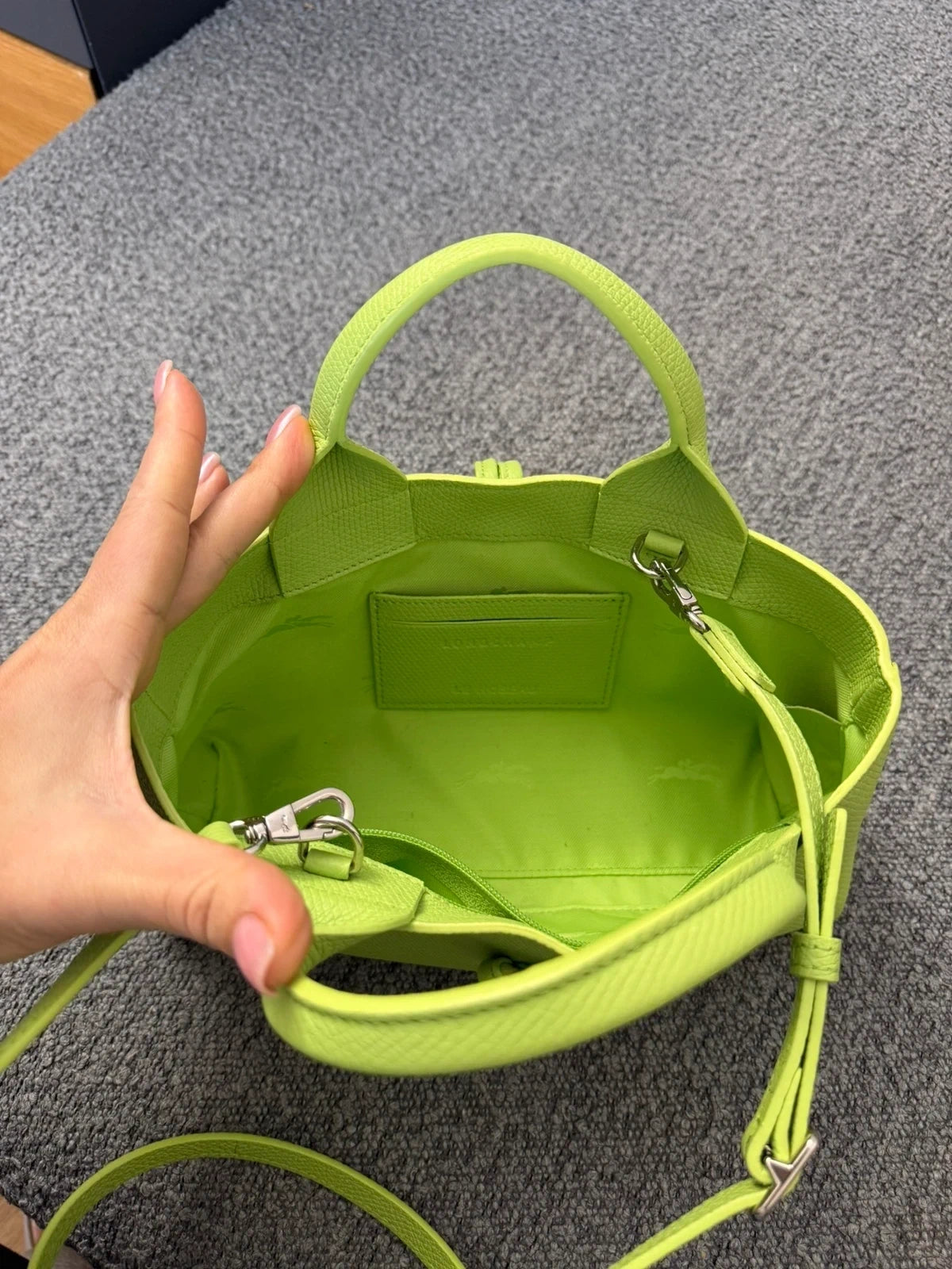 Longchamp Roseau East West light green leather bag - view 11