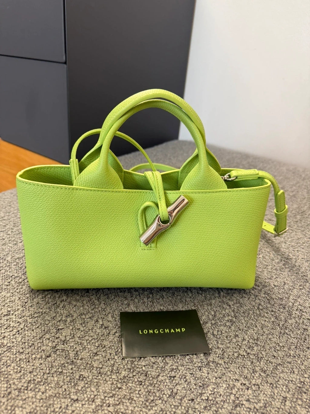 Longchamp Roseau East West light green leather bag