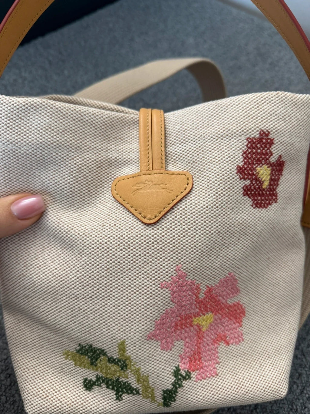 Longchamp Roseau beige embroidered bag - view 8