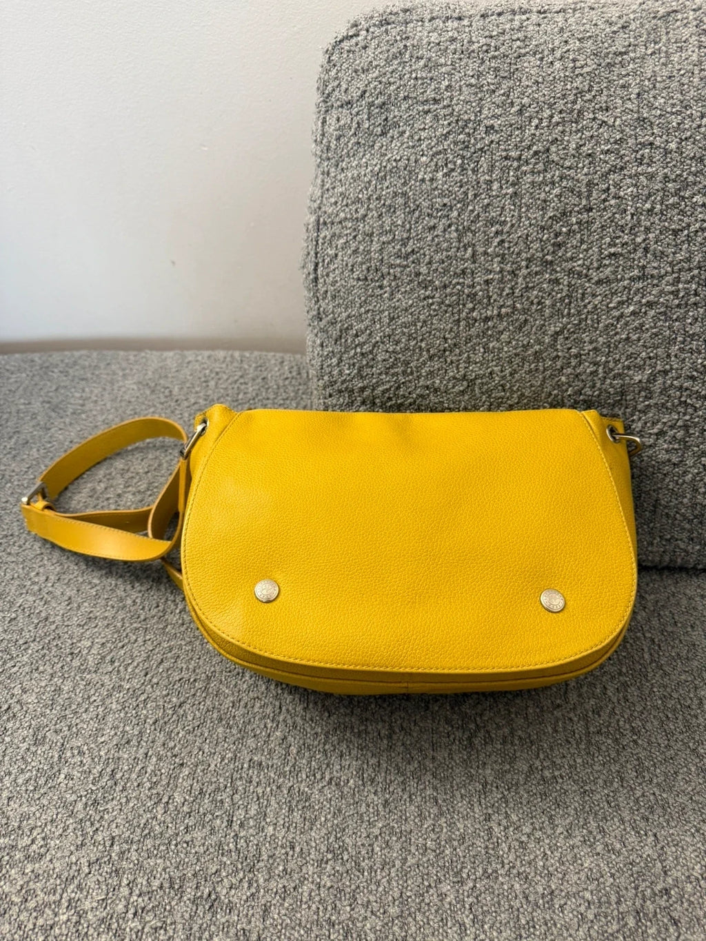 Longchamp Le Foulonné mustard leather crossbody bag