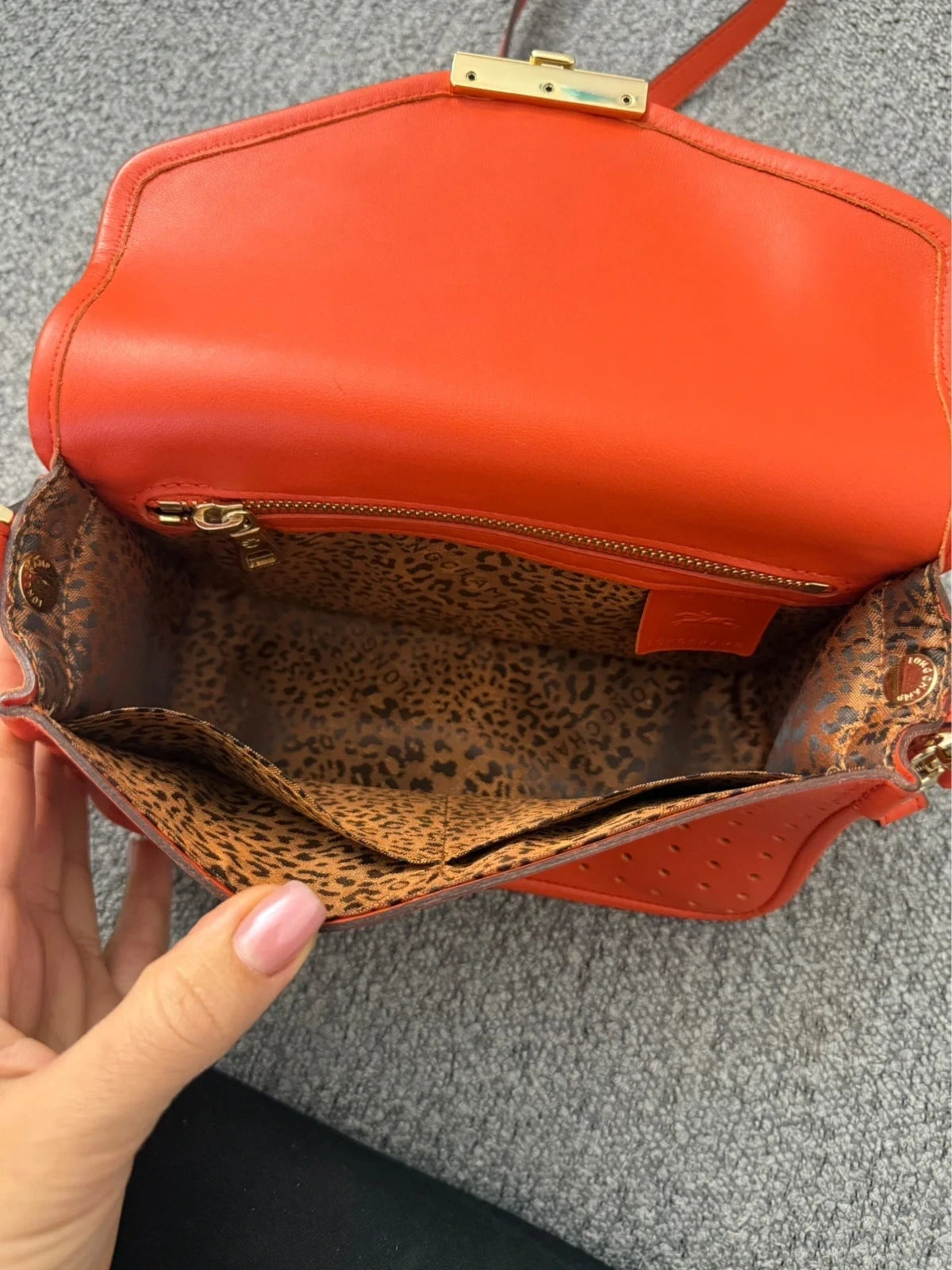 Longchamp Mademoiselle bright red leather crossbody bag - view 15