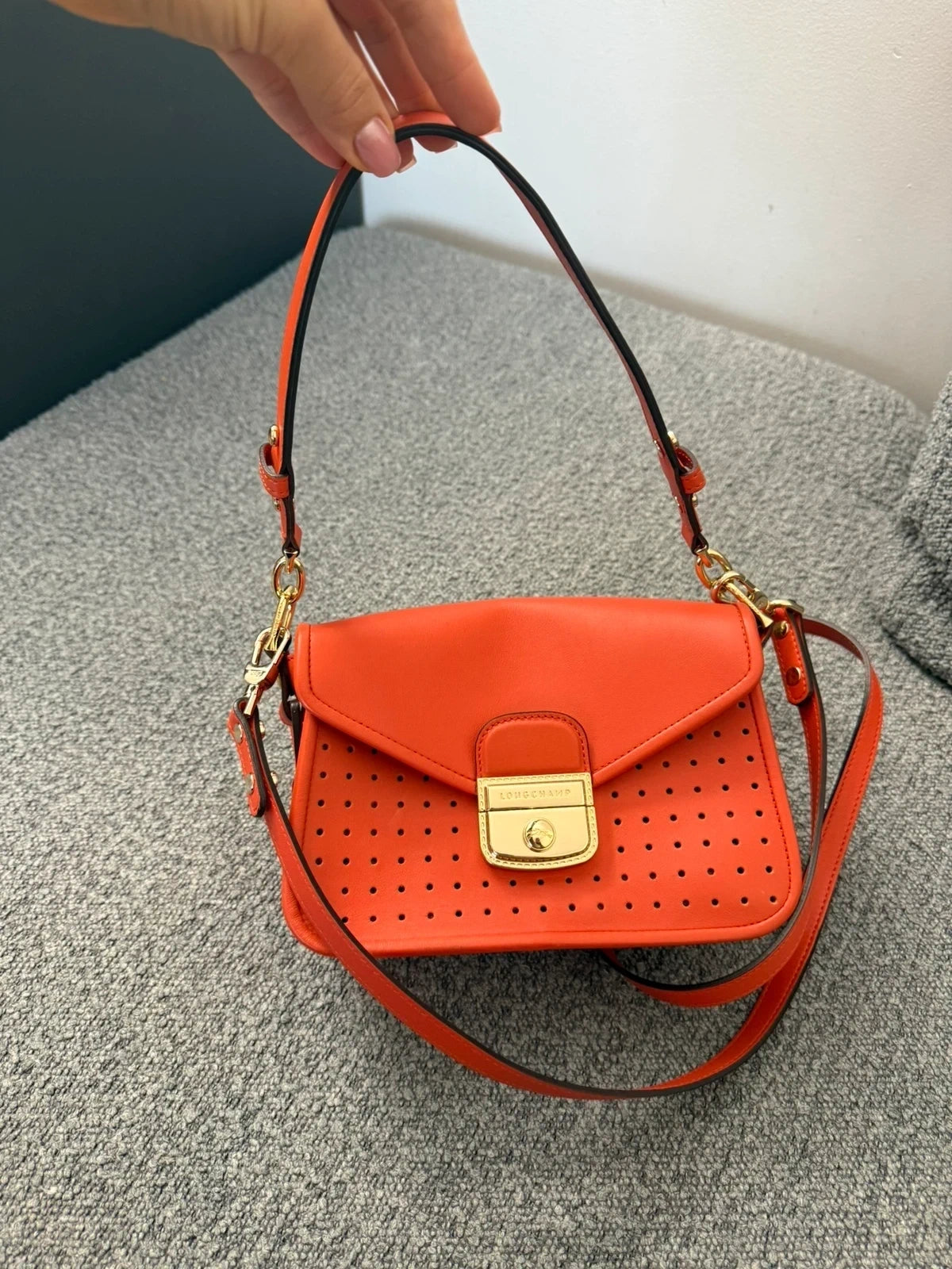 Longchamp Mademoiselle bright red leather crossbody bag - view 8