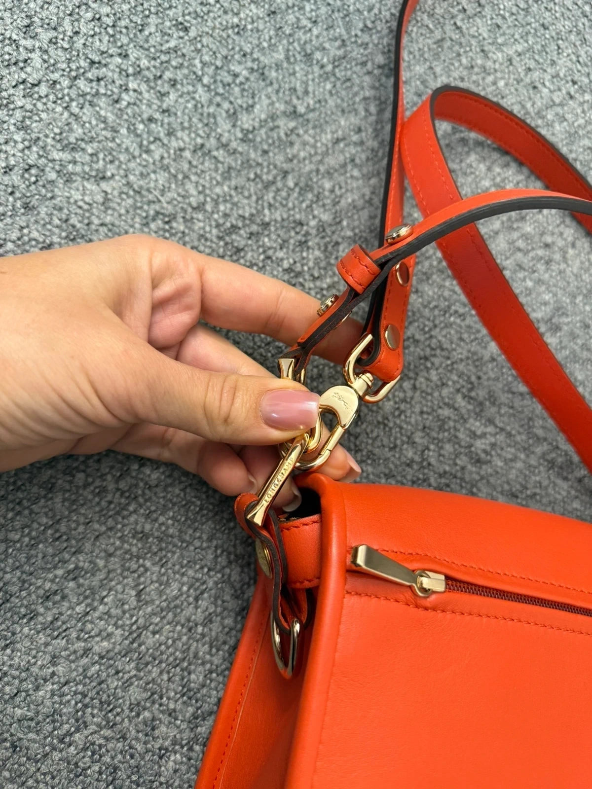 Longchamp Mademoiselle bright red leather crossbody bag - view 5