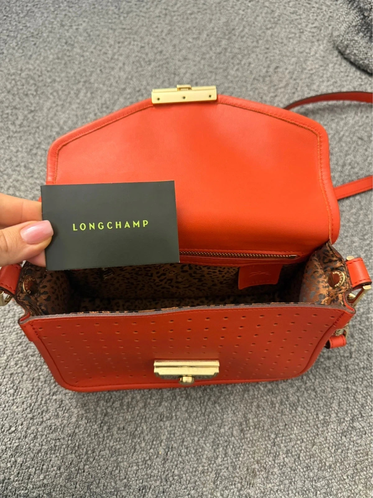 Longchamp Mademoiselle bright red leather crossbody bag - view 12