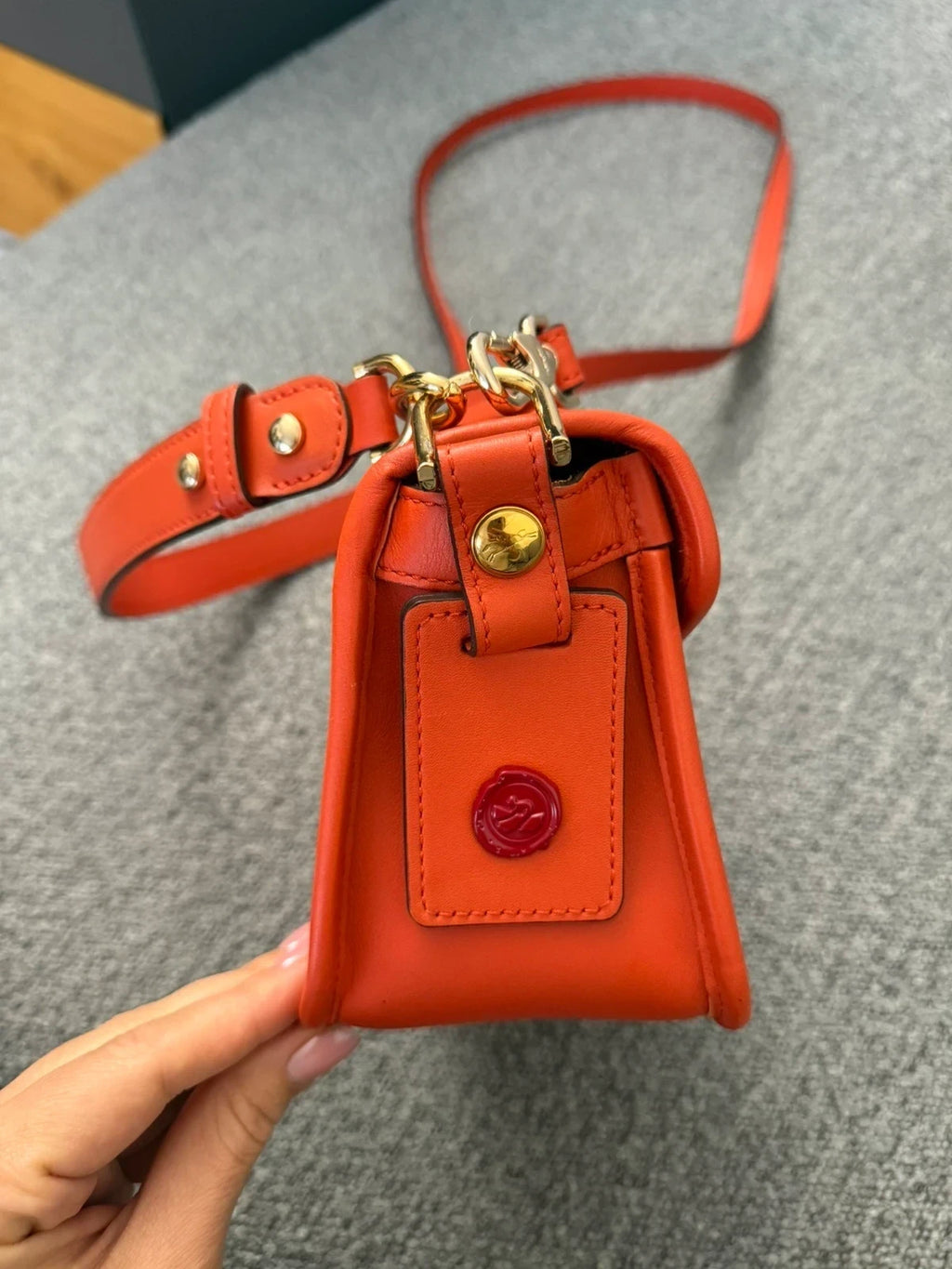 Longchamp Mademoiselle bright red leather crossbody bag - view 7