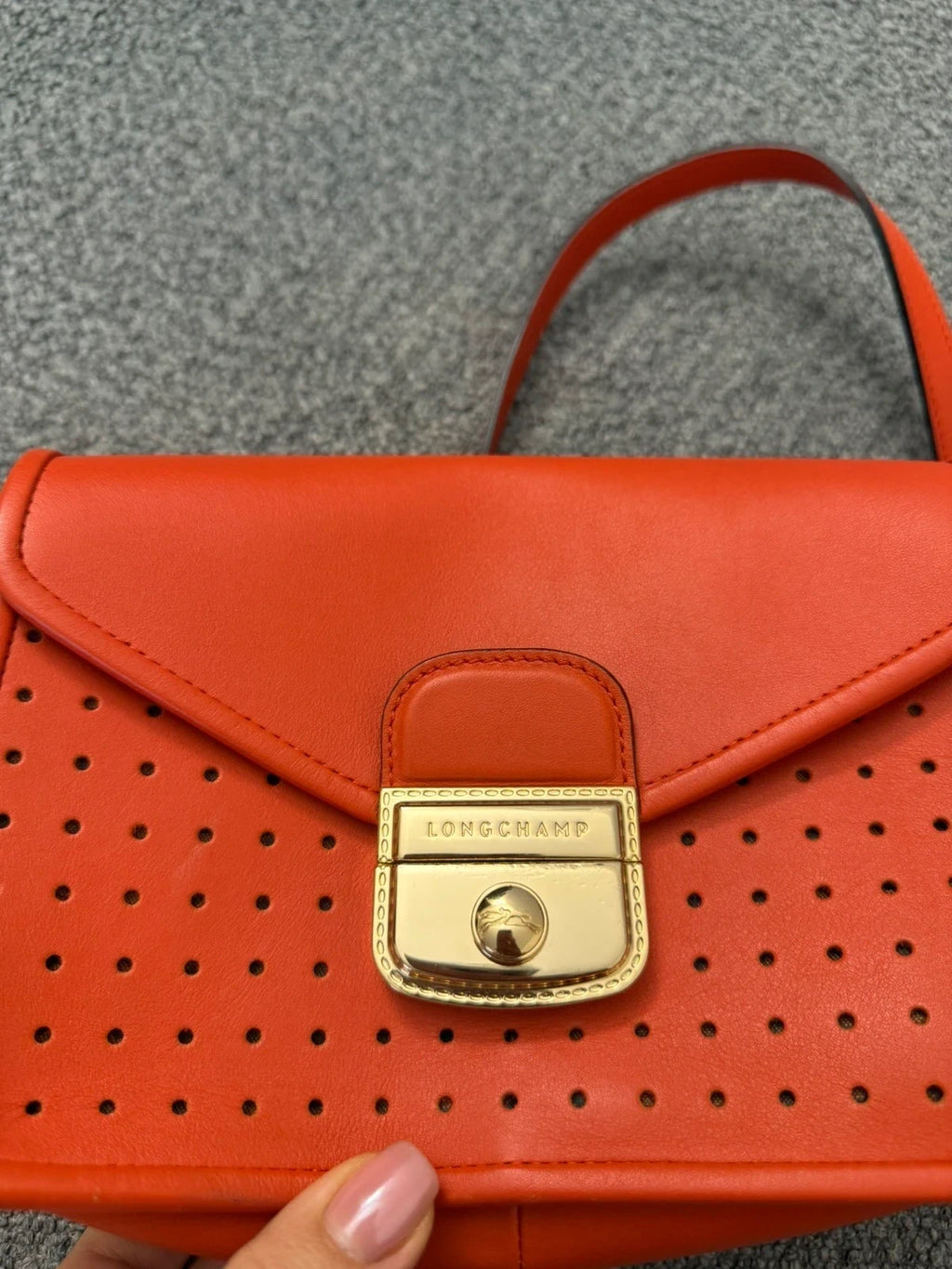 Longchamp Mademoiselle bright red leather crossbody bag - view 3