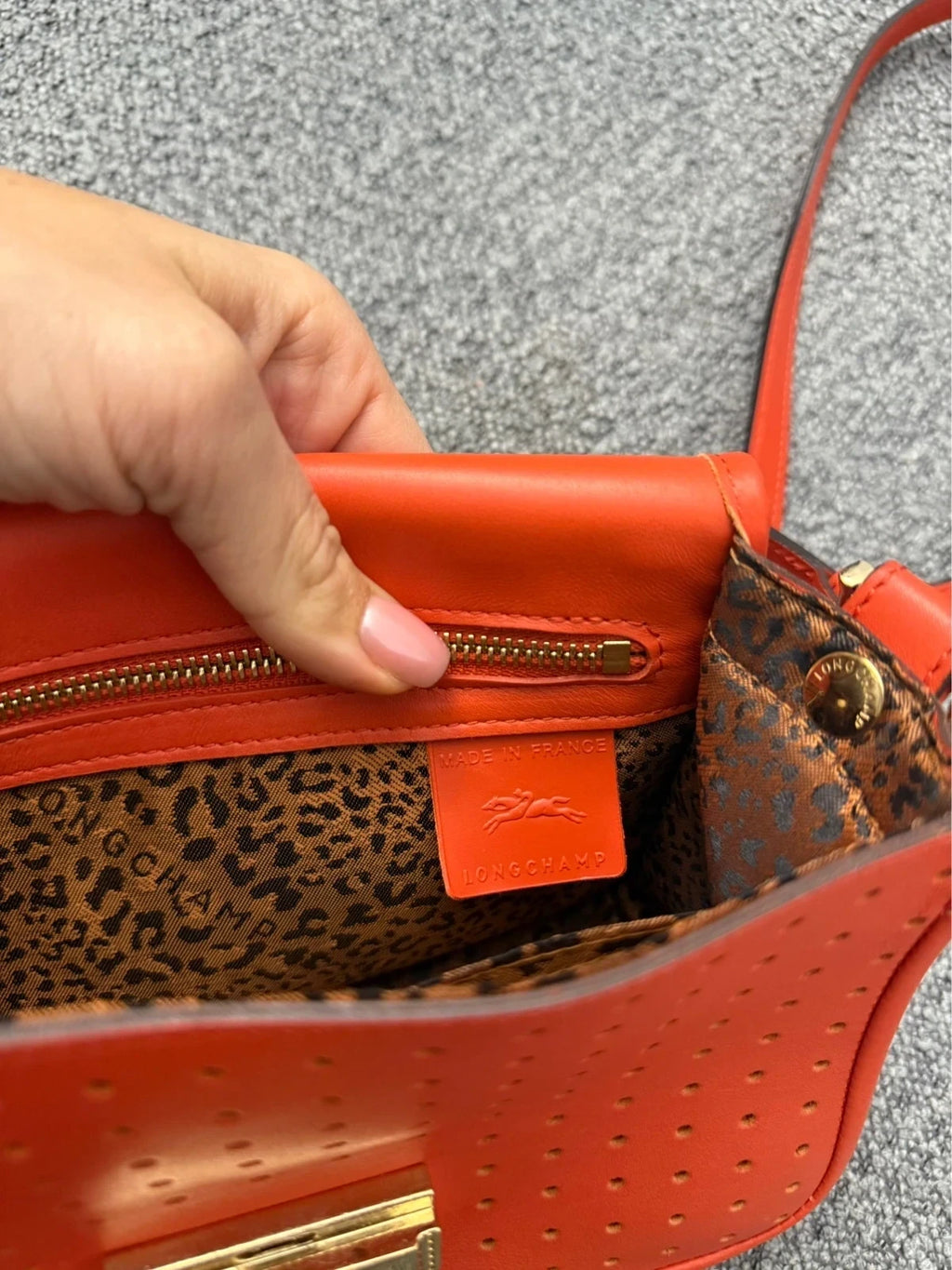 Longchamp Mademoiselle bright red leather crossbody bag - view 14