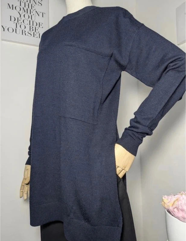 Joseph navy wool long sweater jumper - view 2