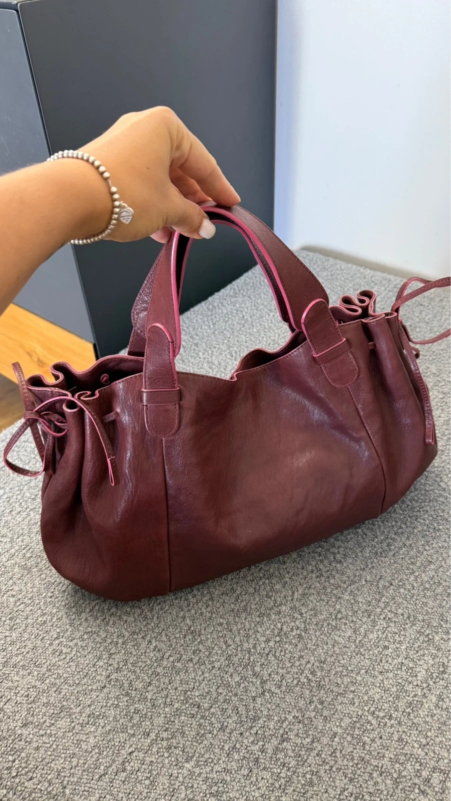 Gerard Darel 24H burgundy leather handbag - view 3