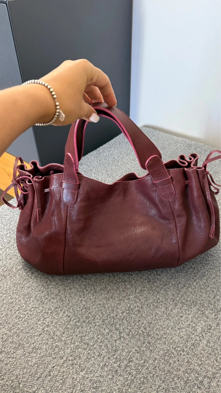 Gerard Darel 24H burgundy leather handbag - view 2