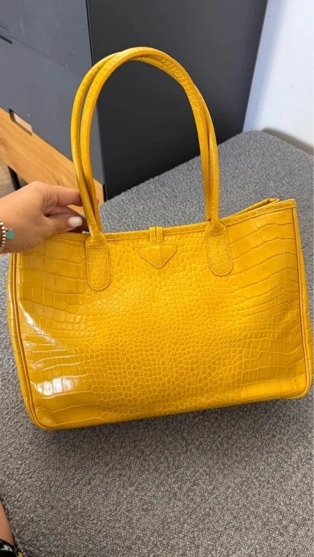 Longchamp roseau croco yellow hand / shoulder bag - view 9