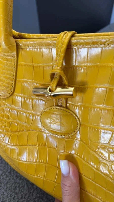 Longchamp roseau croco yellow hand / shoulder bag - view 4