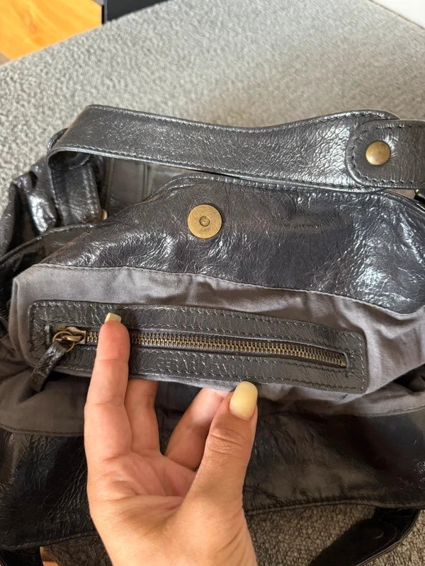Gerard Darel 24H anthracite graphite grey leather bag - view 11