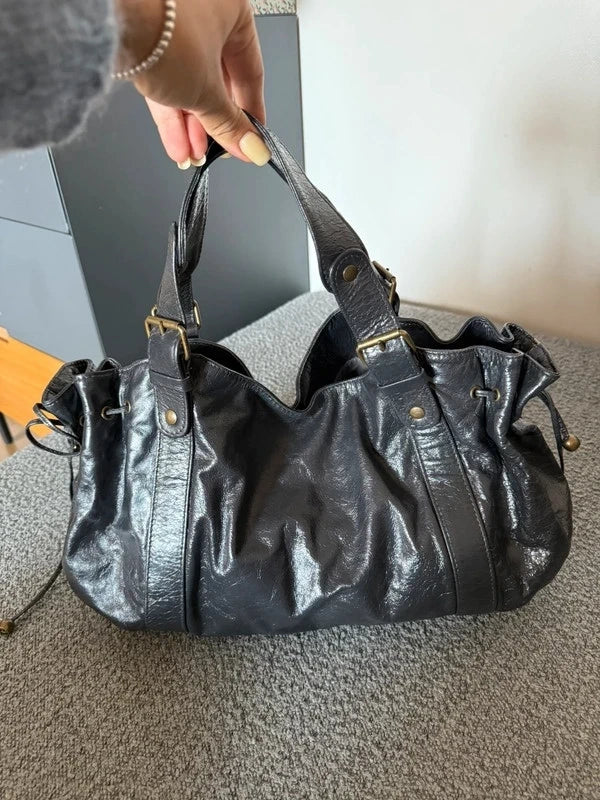 Gerard Darel 24H anthracite graphite grey leather bag - view 8
