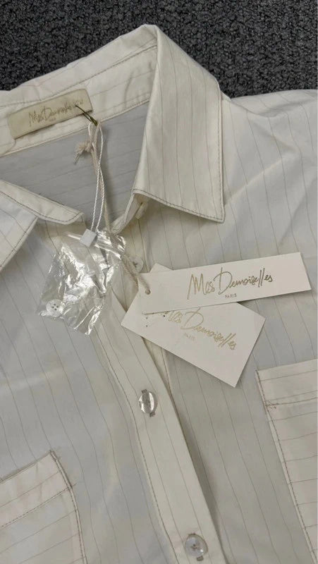 Mes Demoiselles Salto new cream cotton striped shirt tunic - view 4