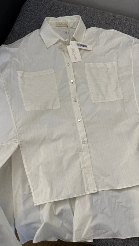 Mes Demoiselles Salto new cream cotton striped shirt tunic - view 7