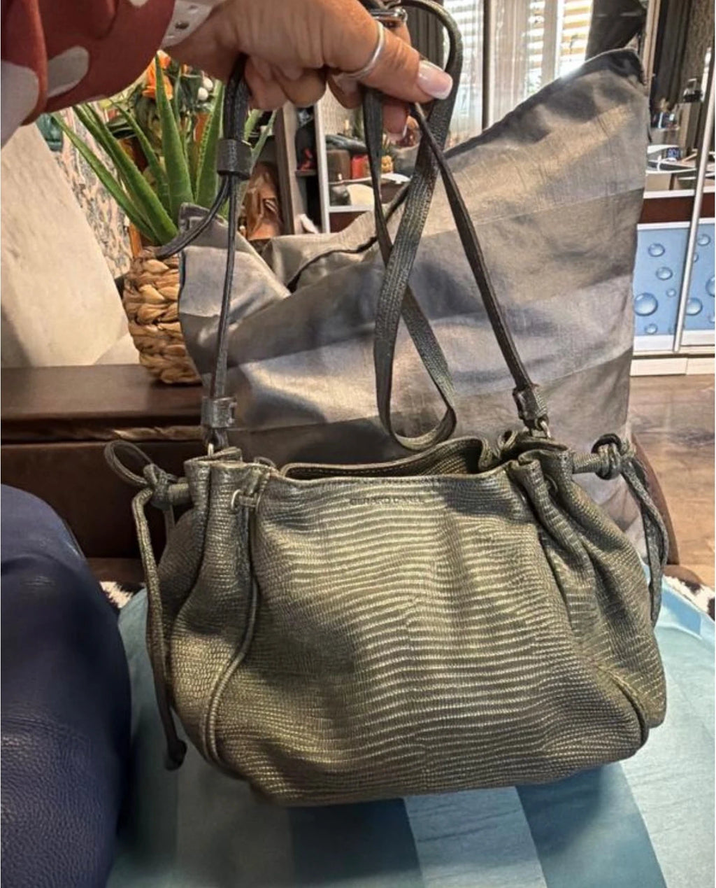 Gerard Darel le mini 24H khaki leather crossbody bag