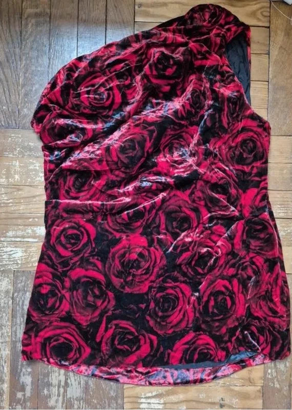 Dries van Noten one shoulder viscose silk red top - view 4