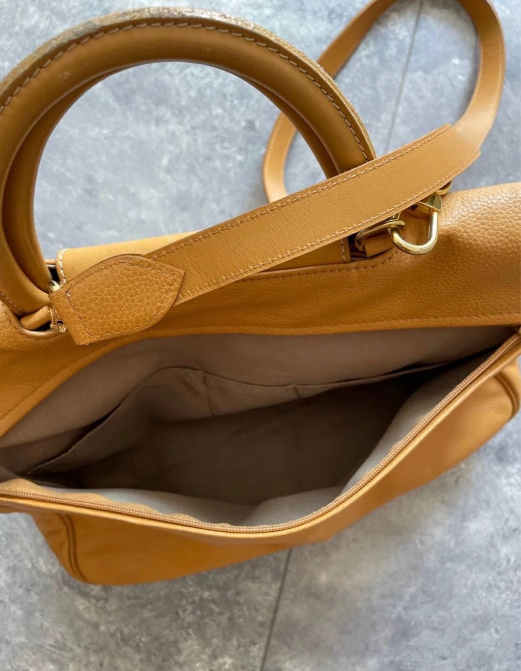 Longchamp vintage brown beige leather bag