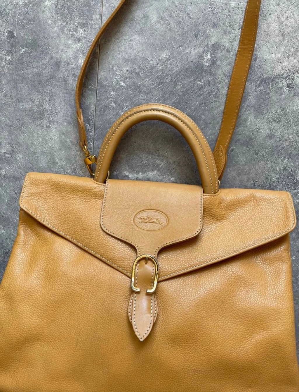 Longchamp vintage brown beige leather bag
