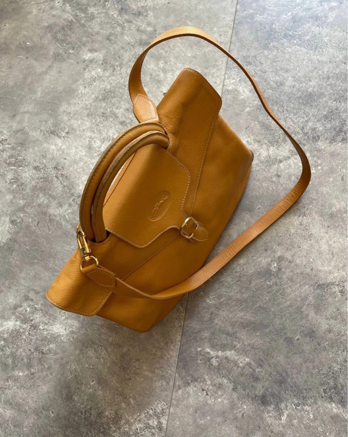 Longchamp vintage brown beige leather bag