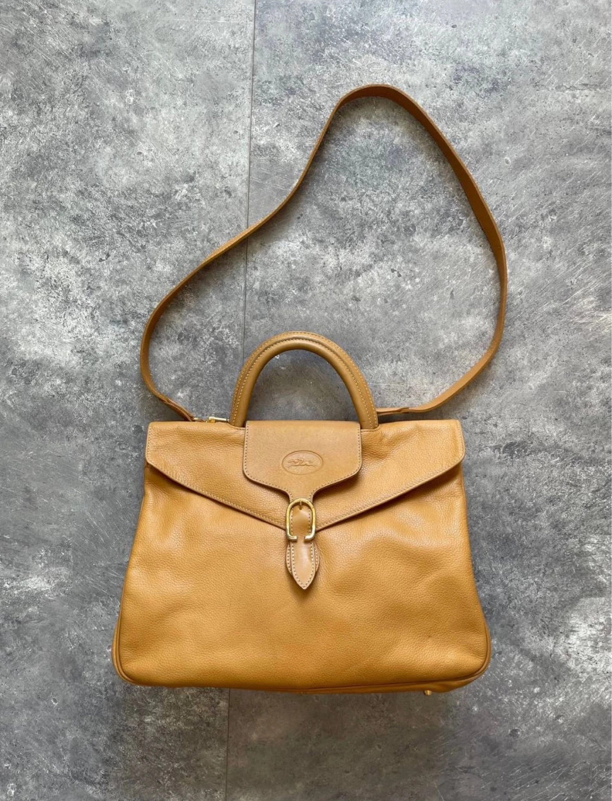 Longchamp vintage brown beige leather bag