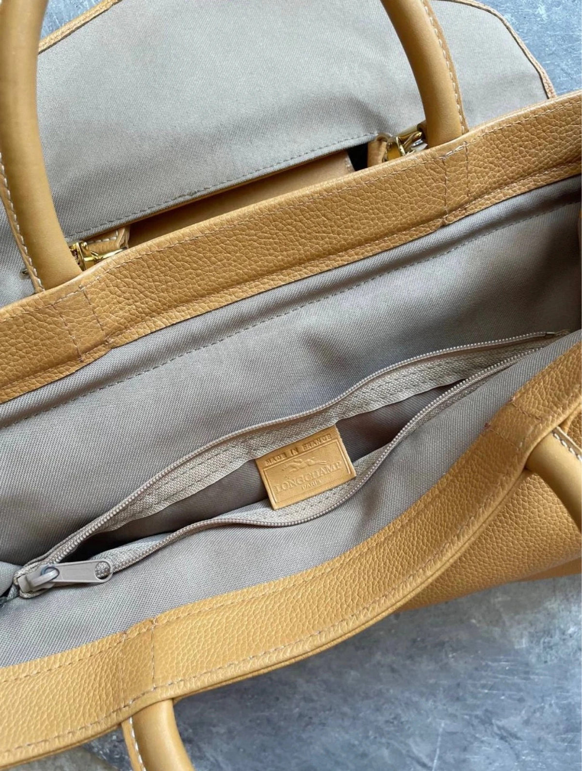 Longchamp vintage brown beige leather bag