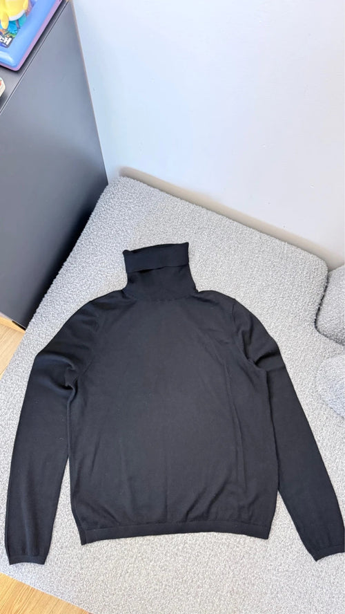 Allude black wool cashmere turtleneck sweater