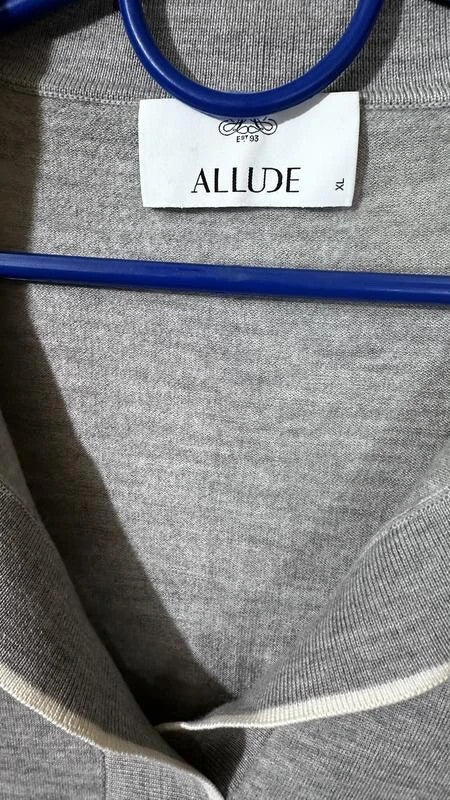 Allude grey wool polo jumper