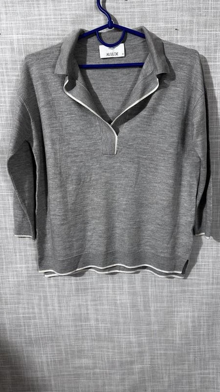 Allude grey wool polo jumper