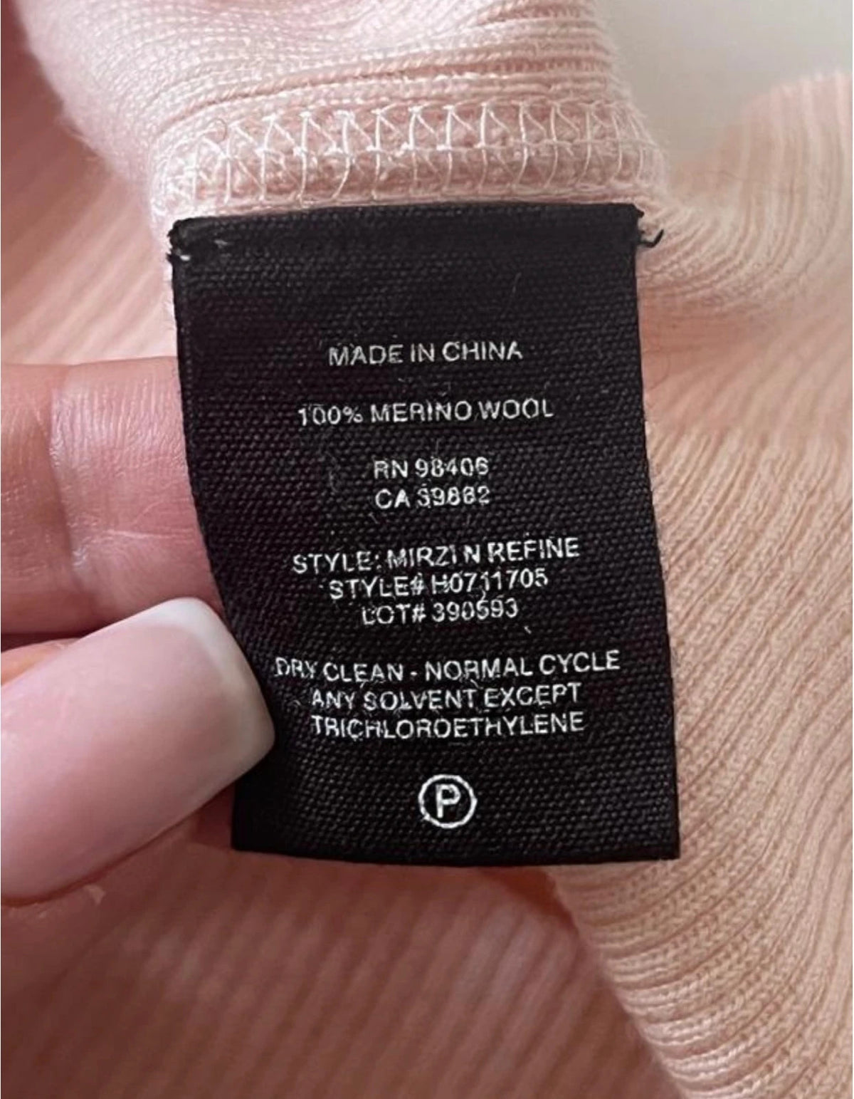 Theory new pink merino wool longsleeve