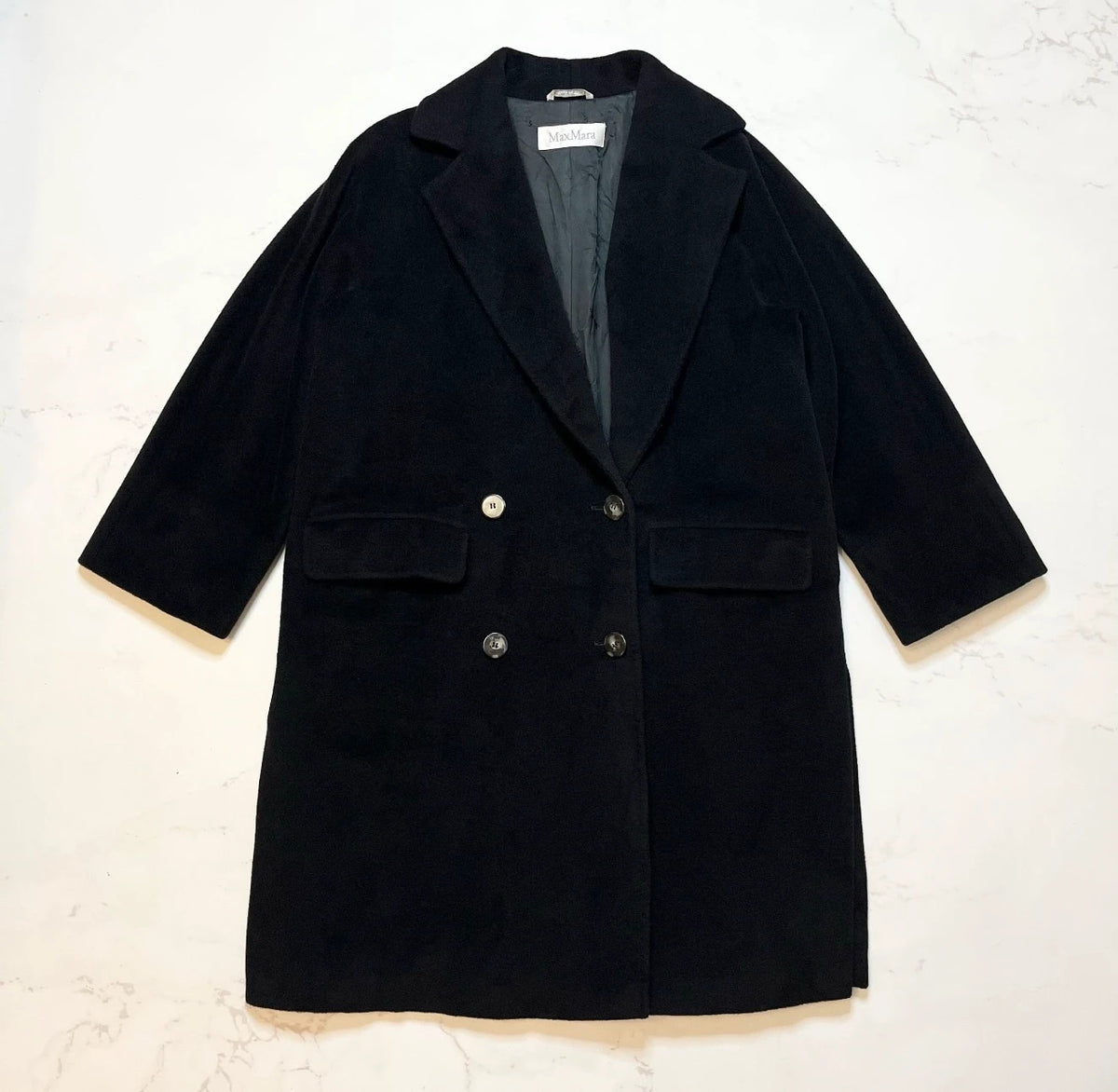 Max Mara black wool cashmere coat