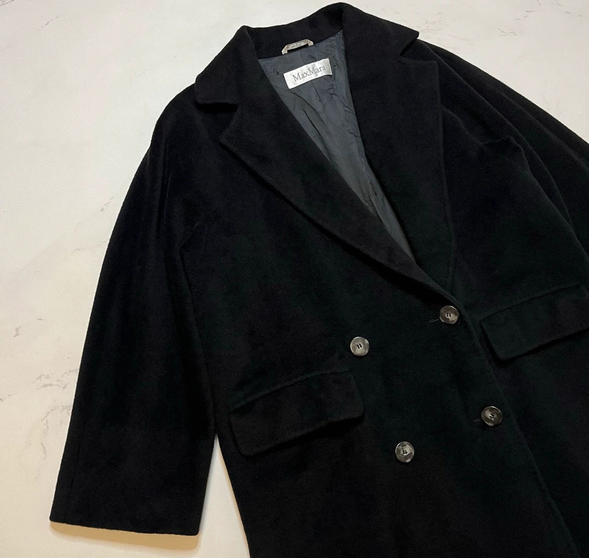 Max Mara black wool cashmere coat