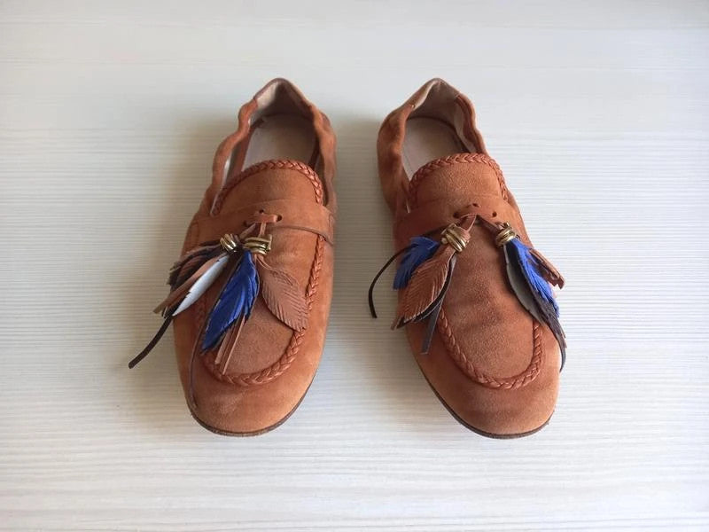 Tod’s brown suede leather loafers