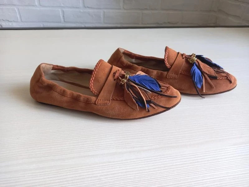 Tod’s brown suede leather loafers