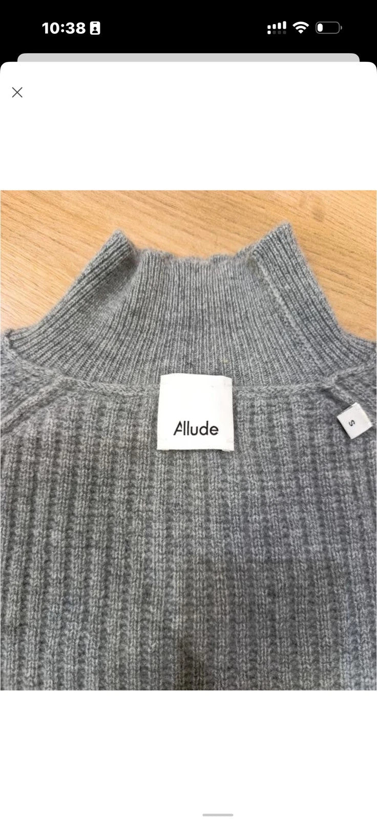 Allude grey 100% cashmere turtleneck sweater