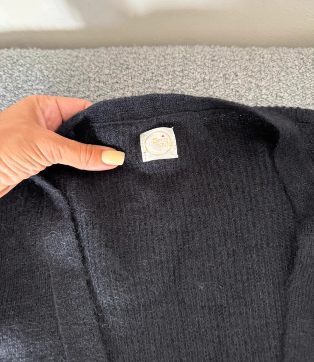 Des petits hauts black baby alpaga extrafine mohair cardigan